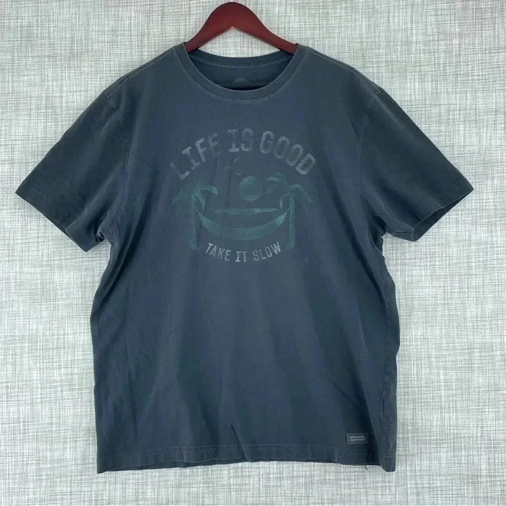 Life Is Good "take it slow" Mens short sleeve shirt Mens Size L 3512